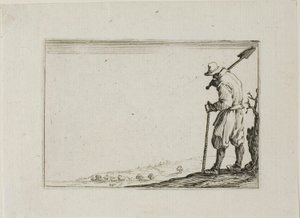 Rolník nesoucí svou lopatu na rameni, z The Caprices od Jacques Callot