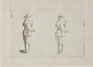 Rolník drží pohár, z The Caprices od Jacques Callot