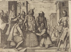 Královna pokládající první kámen pro kostel klarisek ve Španělsku [verso] od Jacques Callot