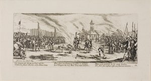 Kůl, třináctá deska z knihy Válečná utrpení od Jacques Callot