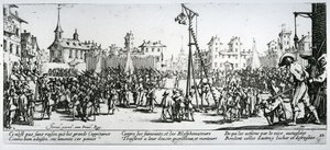 Strappado, deska 10 z „The Miseries and Misfortunes of War“, vyryla Israel Henriet (c.1590-1661) 1633 od Jacques Callot