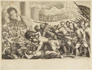 Vojsko útočící na městskou bránu od Jacques Callot