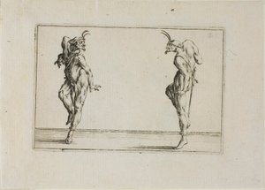 Dva pantaloni se na sebe dívají, z Kapriců od Jacques Callot