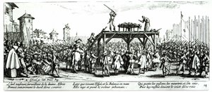 The Wheel, deska 14 z „The Miseries and Misfortunes of War“, vyryla Israel Henriet (c.1590-1661) 1633 od Jacques Callot