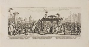 The Wheel, deska čtrnáctá z The Miseries of War od Jacques Callot