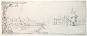 Most Gaucheu v Epinalu (černá křída na papíře) od Jacques Callot