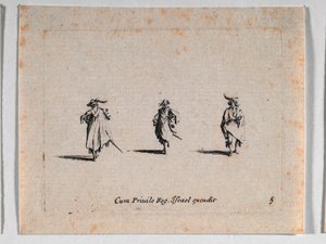 Tři kavalíři z Les Fantaisies de Noble J. Callot... od Jacques Callot