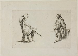 Dva sedící muži, z Kapriců od Jacques Callot