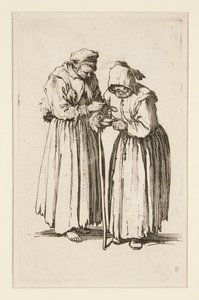 Dvě žebráky, z The Beggars (Les deux mendiantes) od Jacques Callot