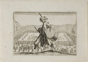 Pohled na náměstí Piazza S. Croce s fotbalovým zápasem z The Caprices od Jacques Callot
