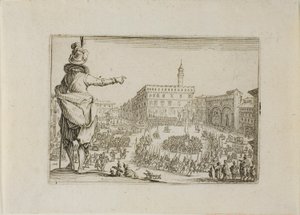 Pohled na náměstí Piazza Signoria z The Caprices od Jacques Callot