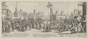 Houpací šibenice, list 10 ze série „Hrůzy války“ od Jacques Callot