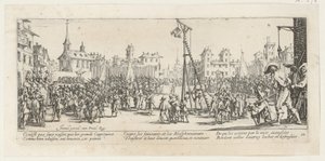 Houpací šibenice, list 10 ze série „Hrůzy války“ od Jacques Callot