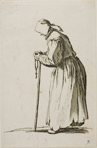 Žena žebrák s růžencem, deska sedm z The Beggars od Jacques Callot