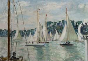 Závodní jachty na Seině od Jacques-Emile Blanche
