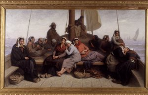 Lov ústřic na palubě člunu - Obraz Eugena Feyena (1815-1908), n.d.