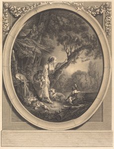 Příjezd kurýra od Jacques Firmin Beauvarlet after François Boucher