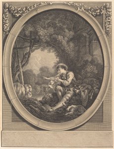 Odjezd kurýra od Jacques Firmin Beauvarlet after François Boucher