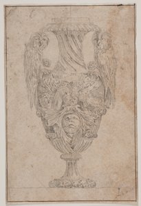 Dekorativní váza se dvěma sovami a hlavou. Kopie po Pl. 15 v soupravě váz nakreslených Saly v roce 1746, "Vasa a se inventa..." od Jacques Francois Joseph Saly