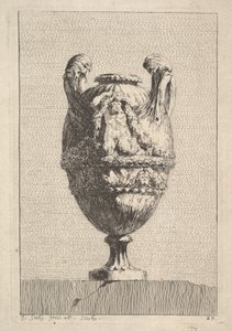Váza s mužskou sirénou držící girlandu, od: Vázy, 1746. od Jacques Francois Joseph Saly