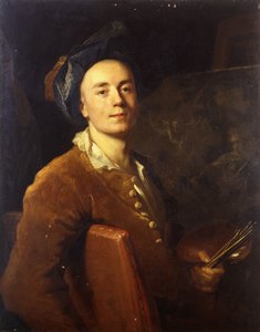 Portrét umělce, sedící napůl, držící paletu a štětce, kolem 1710-15