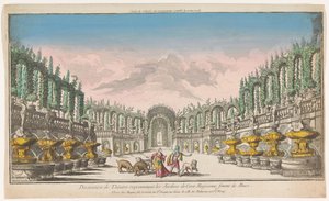 Pohled na zahradu Circe Decoration de théatre, reprezentativní les Jardins de Circe (název na objektu)