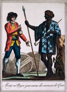 Alcaty, kmenový náčelník Goree, Senegal, rytina z kresby od Labrousse (aktivní 1796), z Encyclopedie des Voyages, od Jacquese Grasset de Saint-Sauveur (1757-1810) od Jacques Grasset de Saint Sauveur