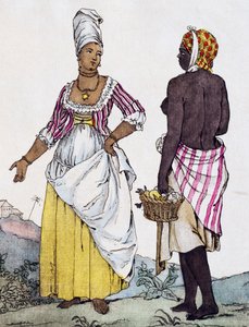 Černoška a mulatka ze Santo Dominga, barevná rytina z kresby od Labrousse od Jacques Grasset de Saint Sauveur