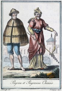 Čínský rolník a rolník - v “”Encyklopedie cest”” od Grasset St Sauveur, ed. 1796 od Jacques Grasset de Saint-Sauveur
