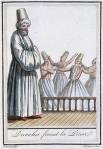 Dervišové se modlí (Vířiví derviši) - v „“Encyclopédie des voyages”” od Grasset Saint Sauveur, ed. Paříž 1796 od Jacques Grasset de Saint-Sauveur