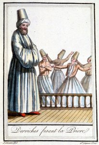 Dervišové se modlí (Vířiví derviši) - v „“Encyclopédie des voyages”” od Grasset Saint Sauveur, ed. Paříž 1796 od Jacques Grasset de Saint-Sauveur