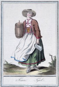 Femme of Tyrol - v “”Encyklopedie cest”” od Grasset St Sauveur, ed. 1796 od Jacques Grasset de Saint-Sauveur