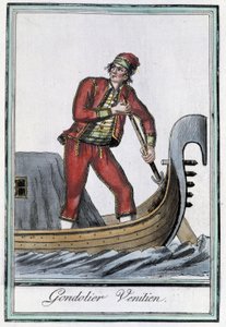 Gondolier à Venise - v “”Encyclopédie des voyages”” od Grasset Saint Sauveur, ed. Paříž 1796 od Jacques Grasset de Saint-Sauveur
