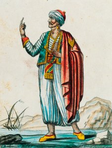 Mužský kostým z barbarských a muslimských států, barevná rytina z kresby od Labrousse (aktivní 1796), z Encyclopedie des Voyages, od Jacquese Grasseta de Saint-Sauveur (1757-1810) od Jacques Grasset de Saint Sauveur