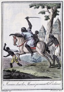 Manage, which Moures berou otroky - v “”Encyclopédie des voyages”” od Grasset Saint Sauveur, ed. Paříž 1796 od Jacques Grasset de Saint-Sauveur