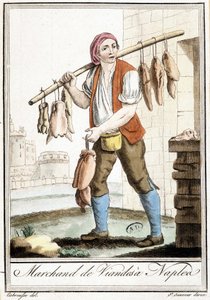 Obchodník s masem v Neapoli – v “”Encyklopedie cest”” od Grasset St Sauveur, Paříž od Jacques Grasset de Saint-Sauveur