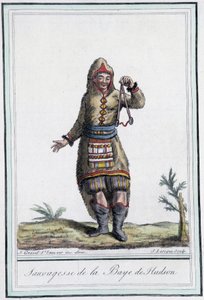Sauvagesse of Hudson Bay (Kanada) - v „“Encyklopedie cest”” od Grasset St Sauveur, ed. 1796 od Jacques Grasset de Saint-Sauveur