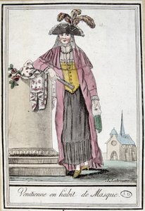 Benátčanka v masce – v „“Encyklopedie cest”” od Grasset Saint Sauveur, ed. Paříž 1796 od Jacques Grasset de Saint-Sauveur