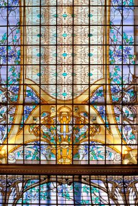 Nancy (oddělení 54), Art Nouveau, „“ La verriere aux Clematites „“ (1901), Vitráže od Jacquese Grubeho (1870-1936), v Credit Lyonnais, rue St Georges