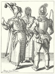 Maškaráda (rytina) od Jacques II de Gheyn