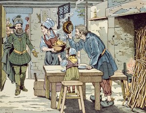 Henri IV, král chudých, který chce, aby všichni jeho poddaní měli k nedělní večeři kuře, kolem roku 1900 od Jacques Marie Gaston Onfray de Breville (Job)