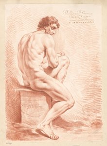 Sedící mužský akt, při pohledu zezadu (1. cena 1783)