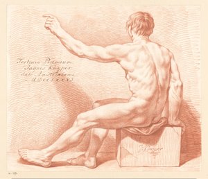 Sedící mužský akt, při pohledu zezadu (3. cena 1781)