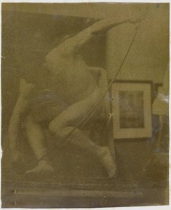 Studie modelky mužského aktu krčícího se s lukem v ruce v ateliéru Jacquese de Lalainga od Jacques Lalaing (attributed to)