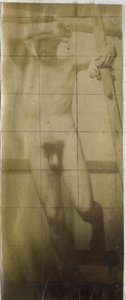 Studie modelu mužského aktu, visícího na dřevěném lešení, v ateliéru Jacquese de Lalaing od Jacques Lalaing (attributed to)