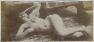 Studie nahé modelky ležící na tygří kůži v ateliéru Jacquese de Lalainga od Jacques Lalaing (attributed to)