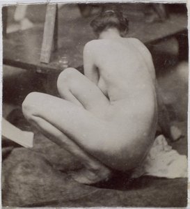 Studie modelu ženského aktu při pohledu zezadu v ateliéru Jacquese de Lalaing, předběžná studie pro prvek pro fontánu v Musee des Beaux arts, Tournai a pro kruhovou fontánu od Jacques Lalaing (attributed to)