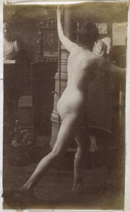 Studie modelu ženského aktu při pohledu zezadu v ateliéru Jacquese de Lalainga od Jacques Lalaing (attributed to)