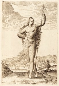 Mladá piktská žena, c1585 (rytina bw)