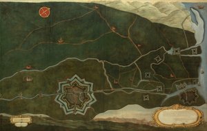 Mapa Damme a španělských pohraničních pevností poblíž Sluis (olej na plátně) od Jacques Lobberecht